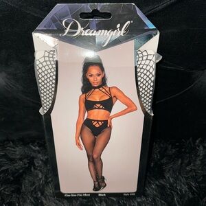Dreamgirl Black Strappy Lingerie Set